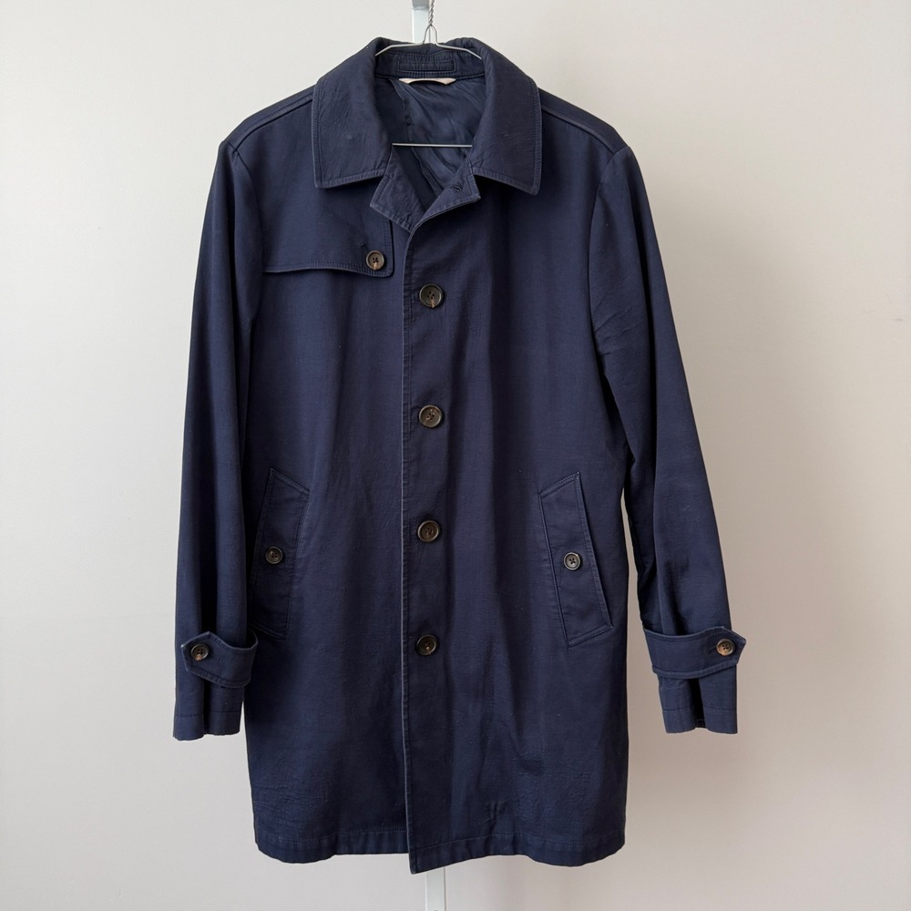 Brooks Brothers Red Fleece Navy Cotton Trench Coat Jacket Men's Size 36